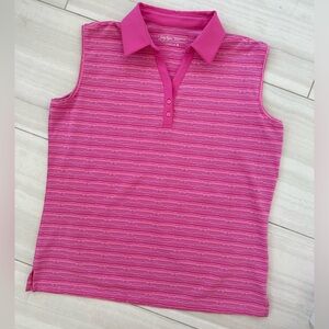 Lady Hagen pink striped XL sleeveless golf shirt